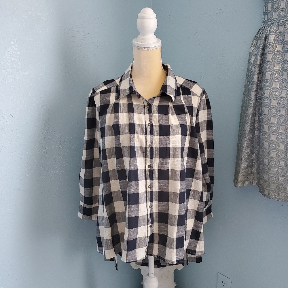 Jolt Buffalo plaid oversized cotton button shirt A77